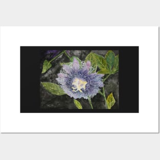 purple passion flower painting Posters and Art